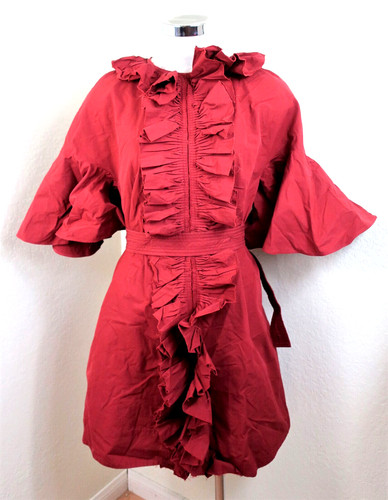 Abito FENDI Plum Ruffle Rosso Tangerino Piccolo 40 4 5 6