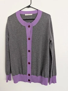 Maria Di Ripabianca Kaschmir Strickjacke grau/lavendel Gr. 12 Knopfleiste italienisch  - Bild 1 von 12
