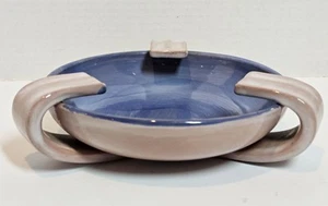Vintage 9" Art Deco STANGL POTTERY Terra Rose Tri Arm / Handles Ashtray Bowl - Picture 1 of 12