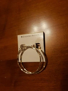 New With Tags Etienne Aigner Hoop Gold-Tone Earrings - Imagen 1 de 3