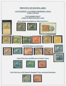 ARGENTINA 1858 Steam Ship - "BARQUITOS" - REPRINTS & COUNTERFEITS study - Picture 1 of 1