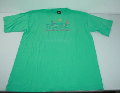 Vintage 1990s Camden Maine Women's Sea Foam Green Embroidered T-Shirt  SZ XL USA - Image 1 of 4