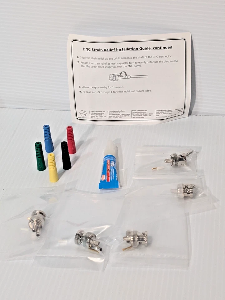 Lote de 8 Kit de instalación de alivio de tensión de cable Extron Electronics BNC, NUEVO EN CAJA Foto 1 de 4