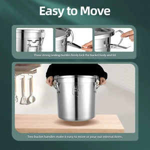 Thick Stainless Steel  21L/710 OZ Barrel Bucket Food Water storage,Lid,Lock - Picture 1 of 15