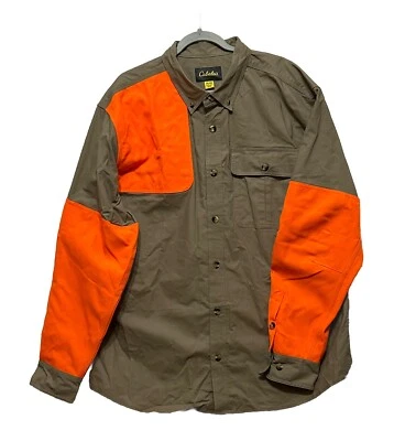 Cabelas Shirt Men XL Tan Hunting Shooter  High Visibility Orange Outdoors - Image 1 of 4