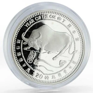 Liberia 20 dollar Lunar Calendar series Year of the Ox proof silver coin 1997 - Picture 1 of 2