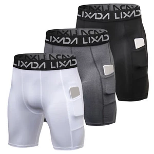 Lixada 3 Packs Men's Compression Shorts Cool Dry Tights Active Underwear K6V9 - Picture 1 of 12