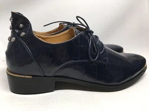 NEW Navy Blue Men’s Luxury Studded Shoes With Gold Tip + Heel Accent Size 13 WOW - Picture 1 of 5