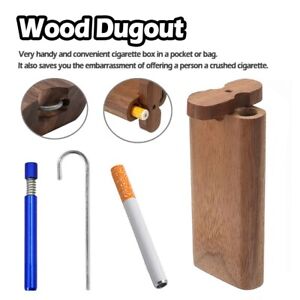 Wooden Dugout Pipe Self Cleaning Metal Bat Poker Smoking Pipe One Hitter Kit US