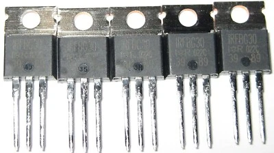 5 X N-Channel Power MOSFET - IRFBG30 - 1000V - 3.1A - IR - TO-220AB - Image 1 of 4
