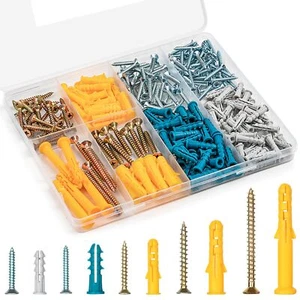 KURUI Drywall Anchors and Screws Assortment Kit 270PCS 135 Plastic Dry Wall A... - Picture 1 of 8