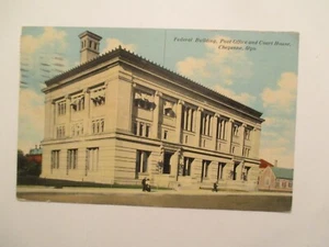 Cheyenne Wyoming Postcard Federal Building Post Office Court House 1913 WY - Picture 1 of 2