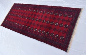 Vintage Afghan Persian Bokhara Area Rug 3x6 ft Hand Knotted Oriental Wool Carpet - Picture 1 of 10