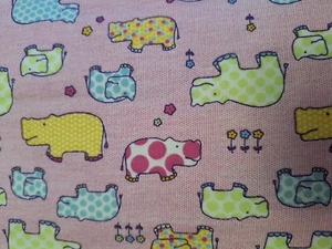 4 Yds. Colorful Hippo's Flannel Cotton Quilt Fabric - Picture 1 of 1