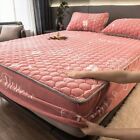 Quilted Plush Fitted Sheet Mattress Covers Elastic Velvet Bed Linen Bedspread