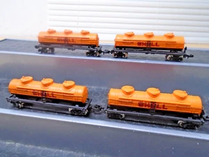 FOUR Bachmann N Scale SHELL 3-Dome Tank Cars Metal Wheels+NMRA Couplers - Picture 1 of 8