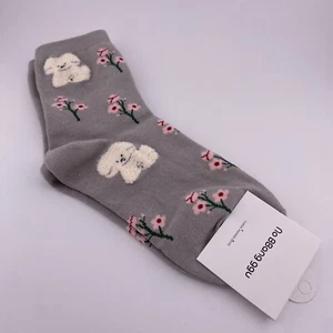 No BBang ggu Women's One Size Gray Quarter Crew Socks NWT - Picture 1 of 4