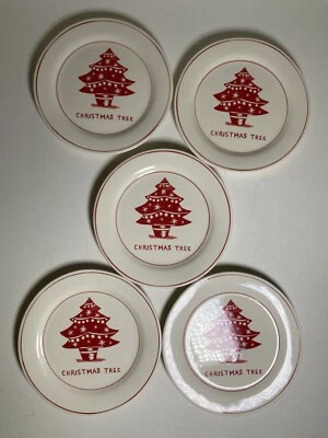 Juego de 5 platos de postre ensalada árbol de Navidad Molly Hatch NUEVO 8,5 pulgadas Foto 1 de 4