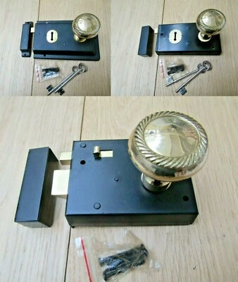 Rim Lock Door Knob Handle Sets Bathroom Bedroom Snib latch Old retro victorian  - Image 1 of 2