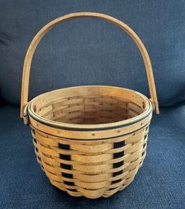 Longaberger 2004 5" high Navy Blue Work Around Basket w Swinging Handle NOS - Picture 1 of 4