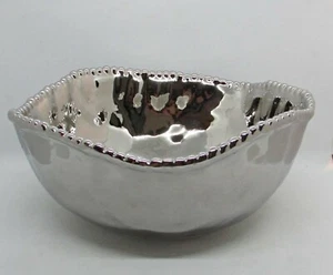 Ceramic Center Bowl in Free Style - Covered w/ True Chrome Glaze  - Picture 1 of 6