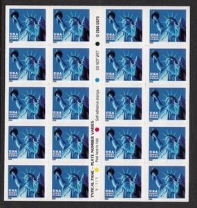 2000 Statue of Liberty Sc 3451a MINT (34c) booklet of 20 plate number V1111 - Picture 1 of 1