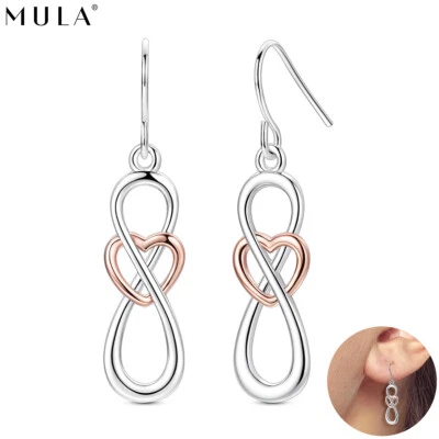 MULA 925 Sterling Silber Infinite Love Hoop Ohrringe AAA CZ für Frauen Schmuck - Bild 1 von 4