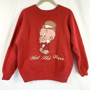 VTG 80s Elmer Fudd Valentines Day Crewneck Sweatshirt Wed Hot Wover Men’s Large - Picture 1 of 6