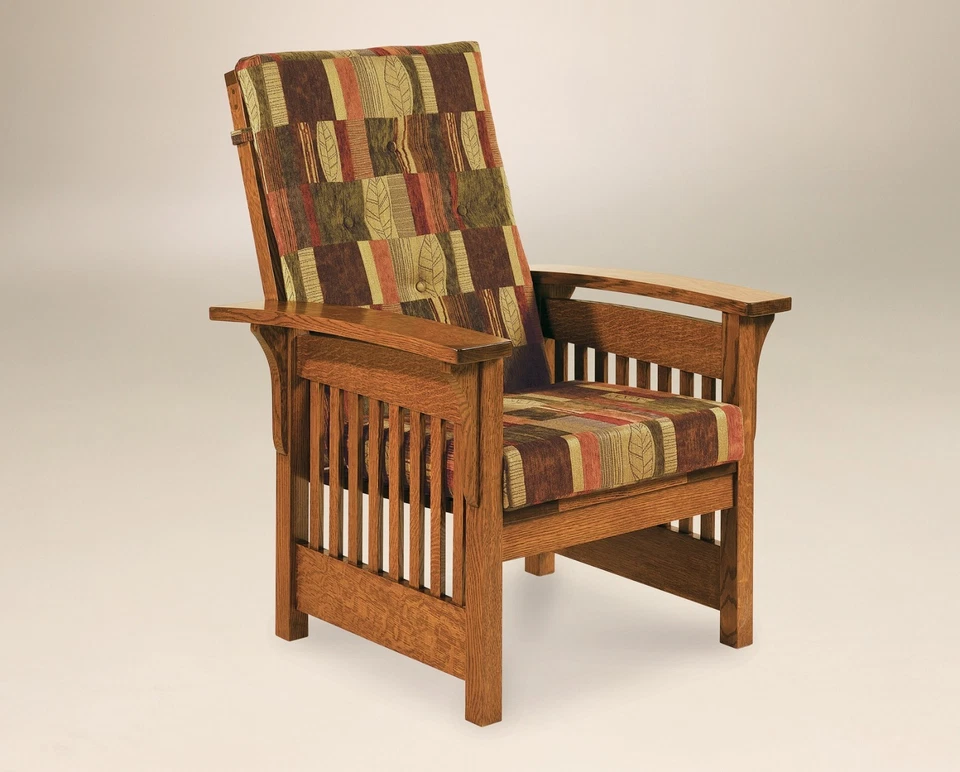 Amish Mission Arts & Crafts Accent Chair Slat Upholstered Solid Wood - Image 1 of 1