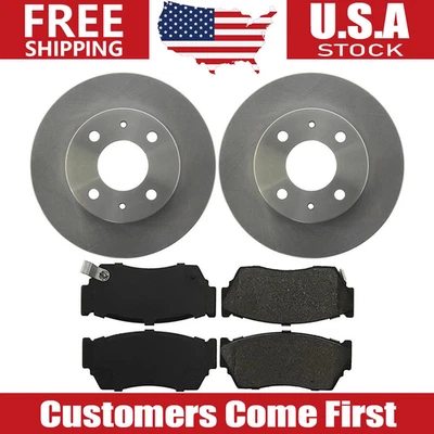 Front Brake Rotors + Ceramic Brake Pads for 1993 - 2015 2016 2017 Nissan Tsuru - Image 1 of 4