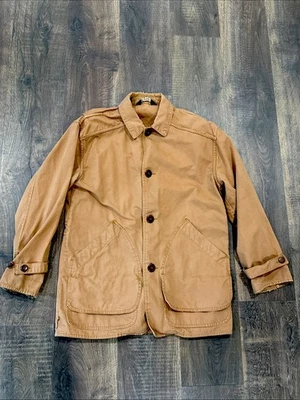 Vintage J Crews Chore Barn Coat Jacket Collar Damage Mens Small - Imagem 1 de 4