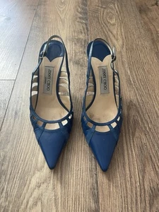 Jimmy Choo Vintage VTG Rare Blue Sling Back Heels Size 38 - Picture 1 of 8