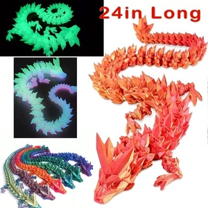 60cm/24in Big 3D Printed Articulated Crystal Dragon Full Movable Dragon Decor - Picture 1 of 21