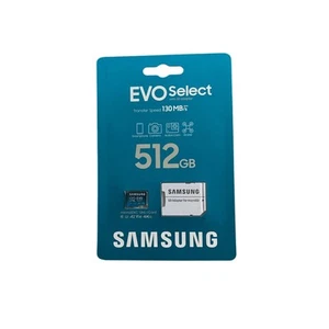 Samsung EVO Select 512GB microSDXC UHS-I Memory Card with SD Adapter 4K - NEW - Zdjęcie 1 z 3