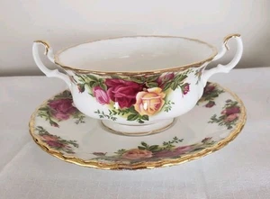 Royal Albert OLD COUNTRY ROSES Cream Soup Bowl Handles Saucer (One) - Picture 1 of 2