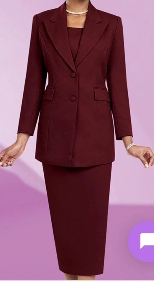 Traje Ben Marc 2299 de un solo pecho para mujer 2 piezas talla 8 borgoña  Foto 1 de 4