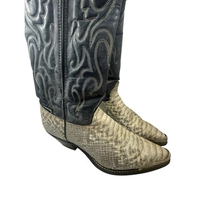 Vtg Capezio Womens Ivory Grey Python Leather Western Boots Size 7.5M Cowgirl - Image 1 of 4