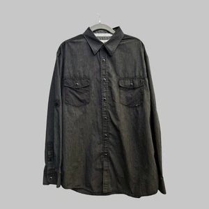 Coastal Men’s Dress Western Shirt Snap Up Black Pin Stripe XL - Picture 1 of 12