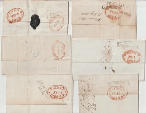 1820/4 5 WRAPPERS & 1 E/L LONDON RED OVAL TIME MARKS - POSTAL HISTORY - POSTMARK - Picture 1 of 4