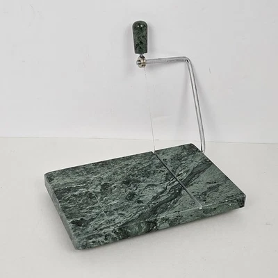 Green Marble Cheese Serving & Cutting Board Wire Cutting Slice 5” X 8” Rectangle - Image 1 of 4