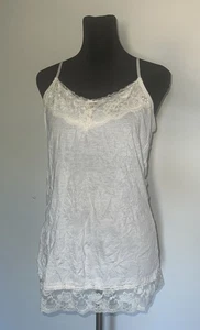 Maurices Cream White Lace Spaghetti Strap Crinkle Tank Top Women Layering M - Picture 1 of 8