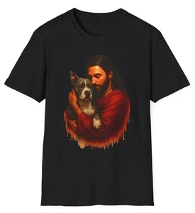 Camiseta Staffordshire Terrier Perro Gris y Blanco Abrazado por Jesús Perro - Imagen 1 de 10