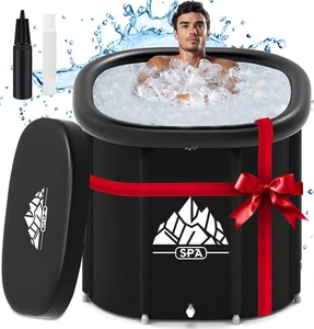 Square Ice Bath Tub with Cover,Portable Outdoor Cold Plunge Tub for Athletes Rec - Picture 1 of 12