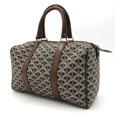 GOYARD Boston Bag Canvas Leather Black Brown Herringbone 11.81 x 7.09 inch Auth - Image 1 of 4