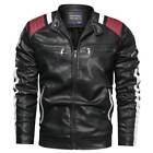 Men's Faux Leather Motorcycle Biker Pilot Jacket Casual Zip Up Coat Outwear Tops