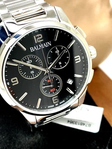 Balmain Men's Watch B74813364 Madrigal Swiss Quartz Chronograph Black Dial 44mm - Picture 1 of 12
