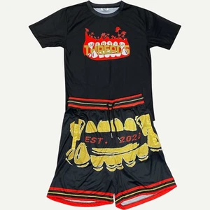 Jungle Threads Men's Black Graphic T-Shirt and Shorts Set Size XL, New - Picture 1 of 3