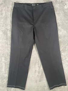 NWT Adidas Clima-lite Golf Pants Mens Size 36x32 Black Flat Front Pinstripe Logo - Picture 1 of 15