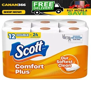 Comfortplus Toilet Paper 12 Double Rolls 231 Sheets per Roll Septic-Safe, 1-Ply - Picture 1 of 6
