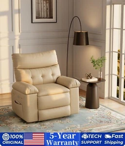 Electric Rocker Recliner 360 Degree Swivel Lounge Chair with Massage PU Leather - Picture 1 of 8